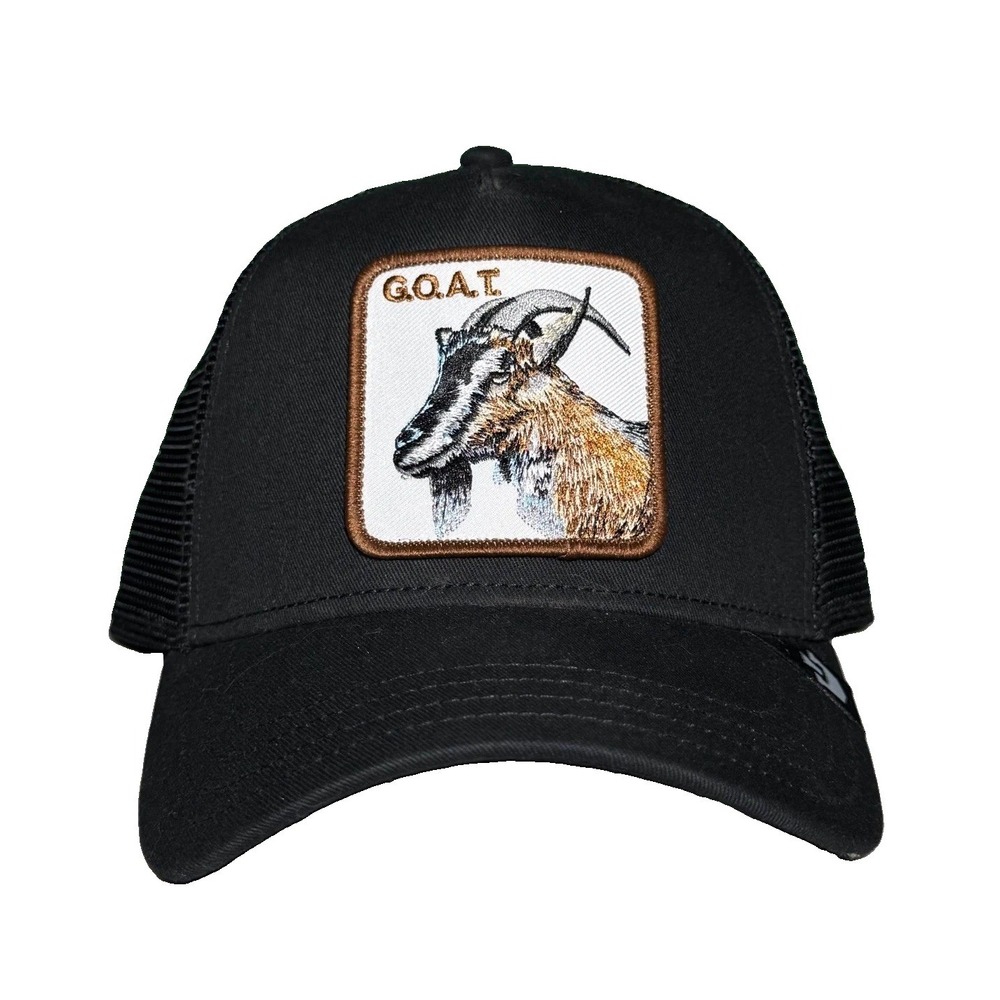 Goorin Bros The Farm The Goat Trucker Hat Black Animal Patch Snapback NWT